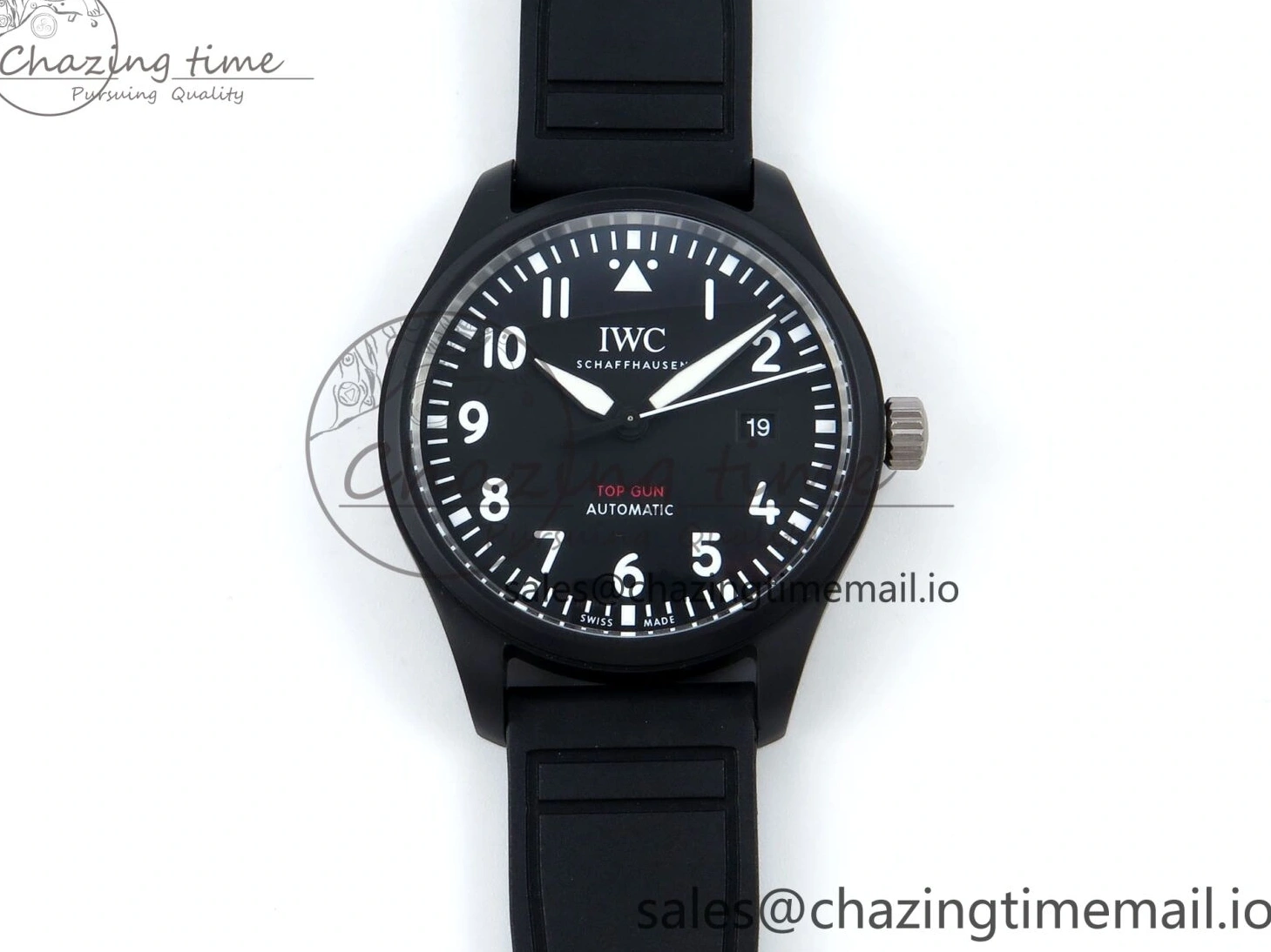 MIROTIME 0317 Pilot Top Gun IW326901 M+F 1:1 Best Edition Black Dial on Black Rubber Strap A SportInspired 6999